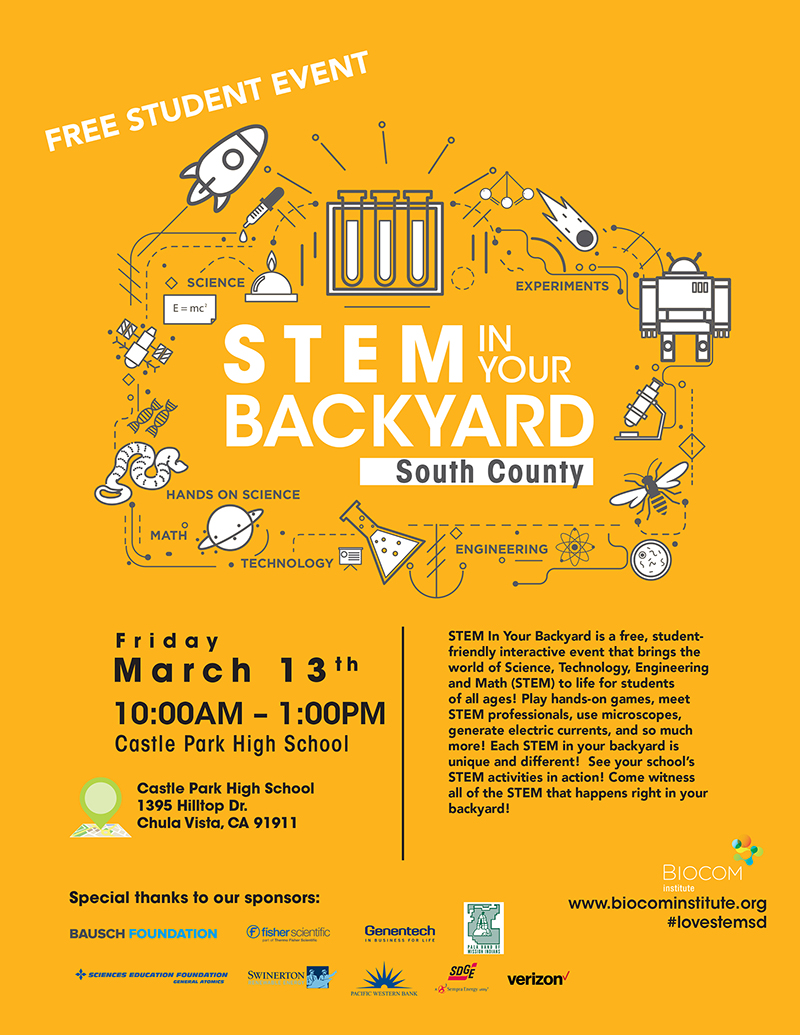 STEM in your Backyard South County at Castle Park High School - Friday, March 13th - 10am - 1pm