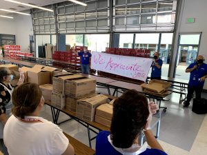 SUHSD operated a dozen drive-through Grab & Go distribution centers that served seven breakfasts and seven lunches packaged together for a total of 14 meals a week.