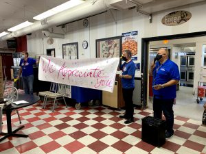 SUHSD operated a dozen drive-through Grab & Go distribution centers that served seven breakfasts and seven lunches packaged together for a total of 14 meals a week.