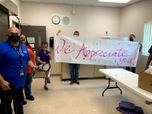 SUHSD operated a dozen drive-through Grab & Go distribution centers that served seven breakfasts and seven lunches packaged together for a total of 14 meals a week.